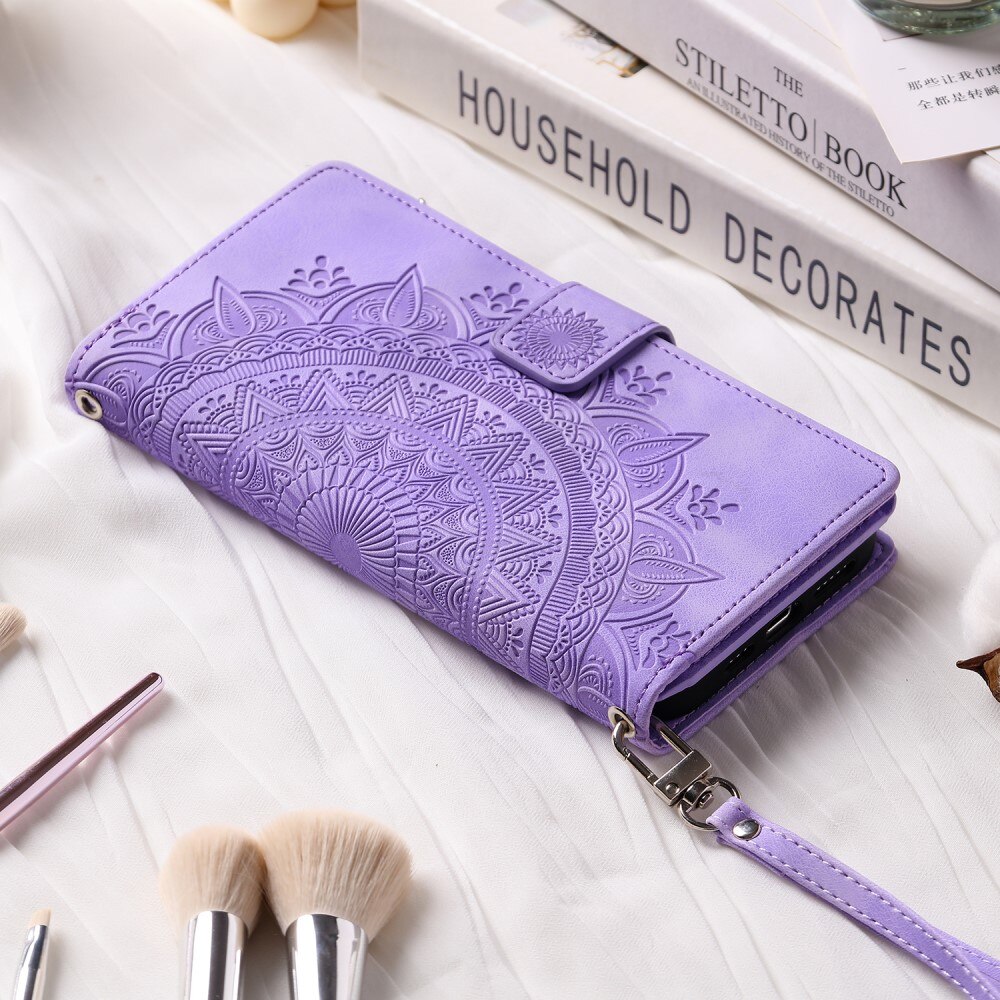 iPhone 13 Mini Brieftasche Hülle Mandala lila