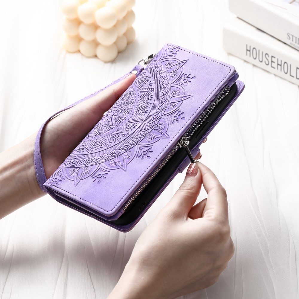 iPhone 13 Mini Brieftasche Hülle Mandala lila