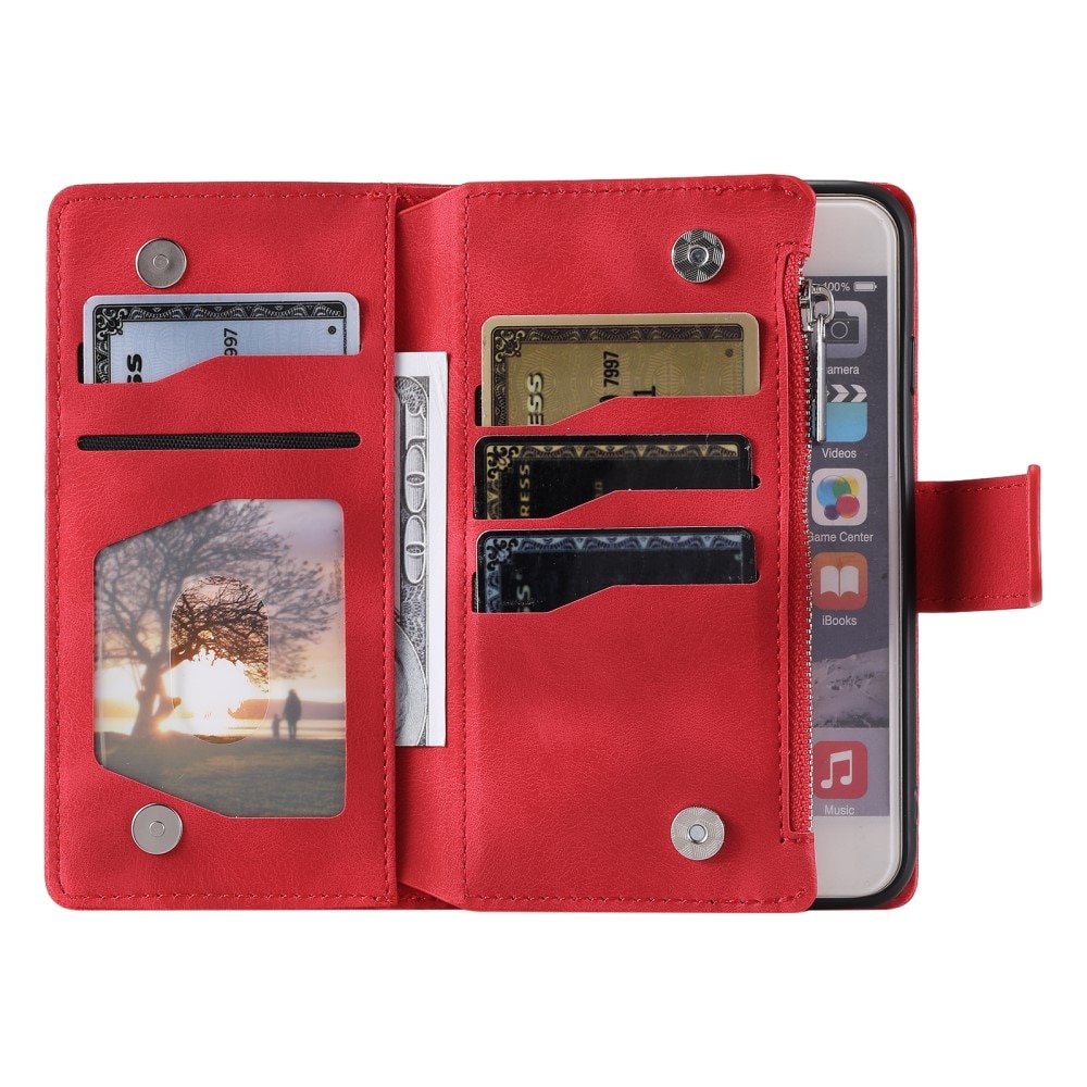 iPhone 13 Mini Brieftasche Hülle Mandala rot