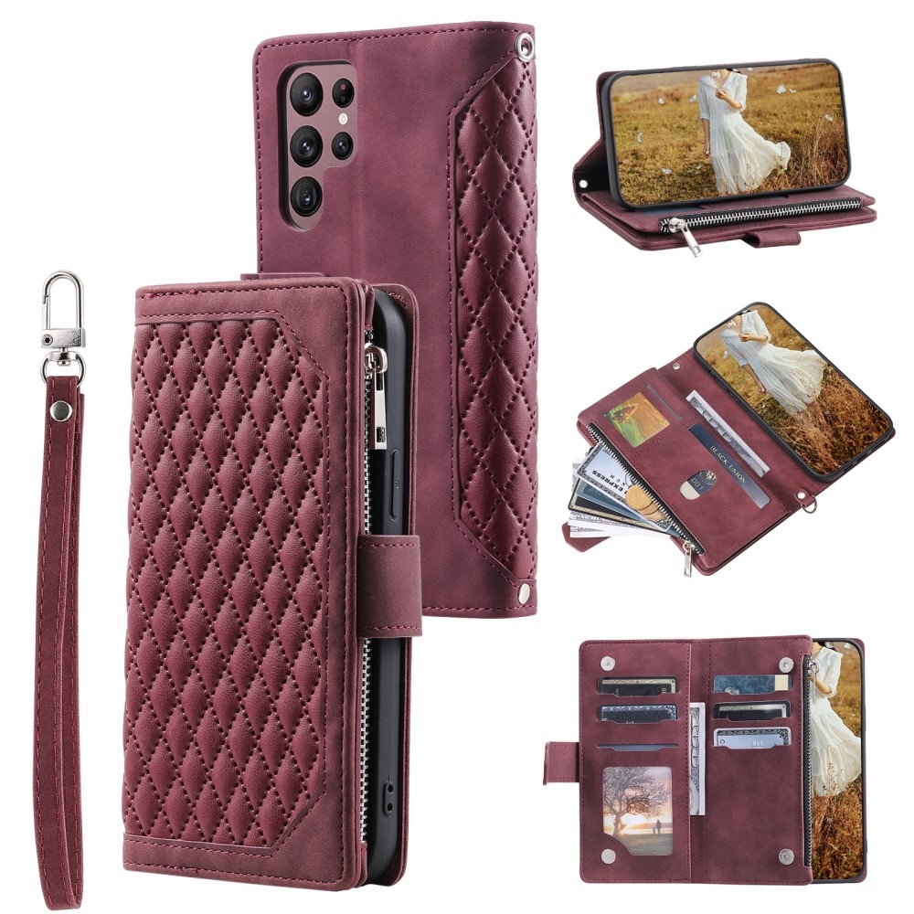 Samsung Galaxy S23 Ultra Brieftasche Hülle Quilted rot