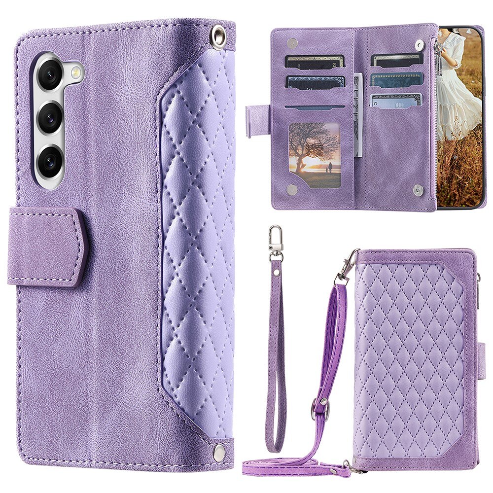 Samsung Galaxy S23 Brieftasche Hülle Quilted lila