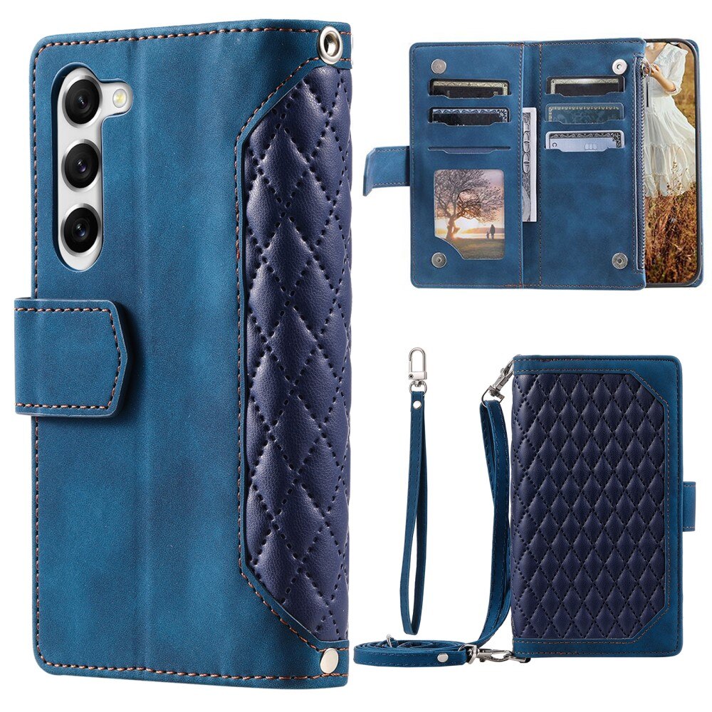 Samsung Galaxy S23 Brieftasche Hülle Quilted Blau