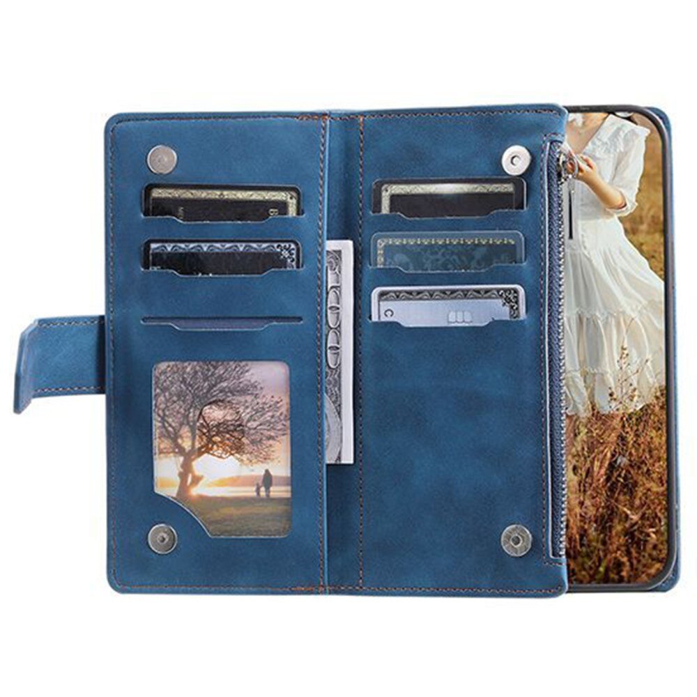 Samsung Galaxy S23 Brieftasche Hülle Quilted Blau
