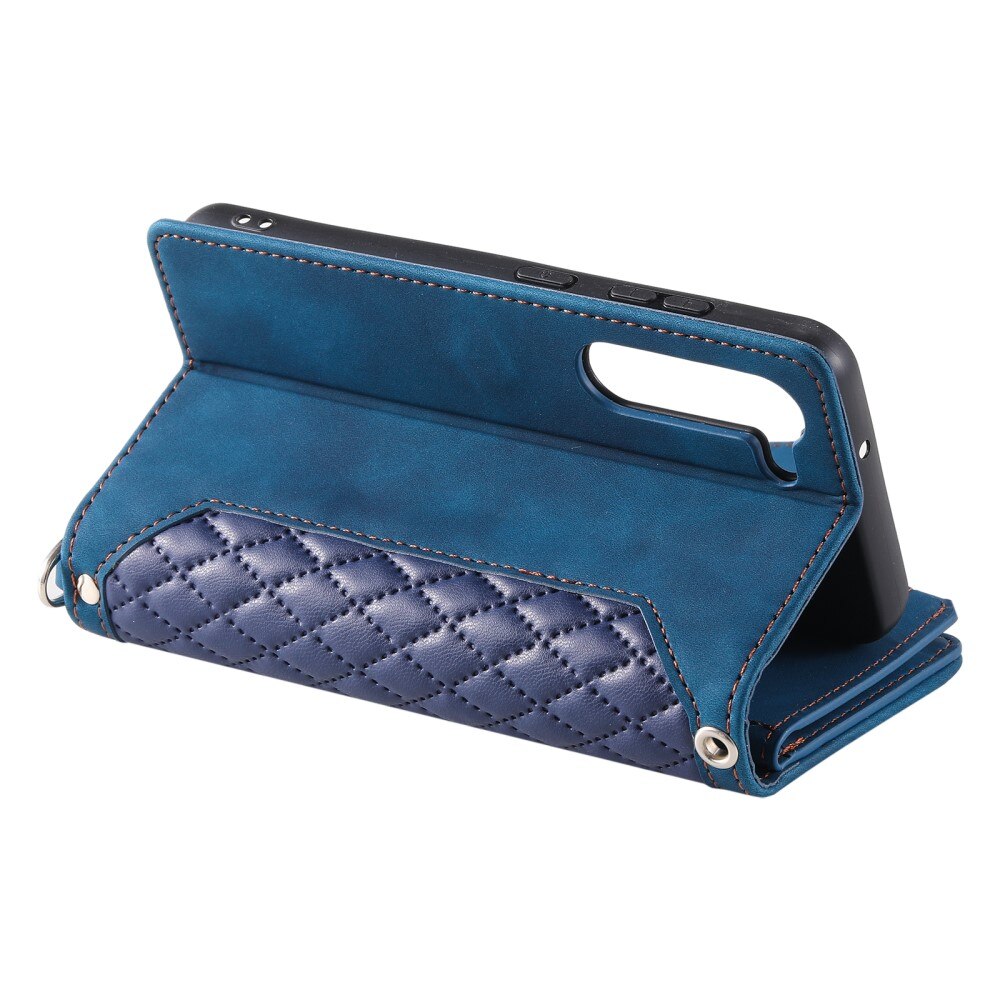 Samsung Galaxy S23 Brieftasche Hülle Quilted Blau