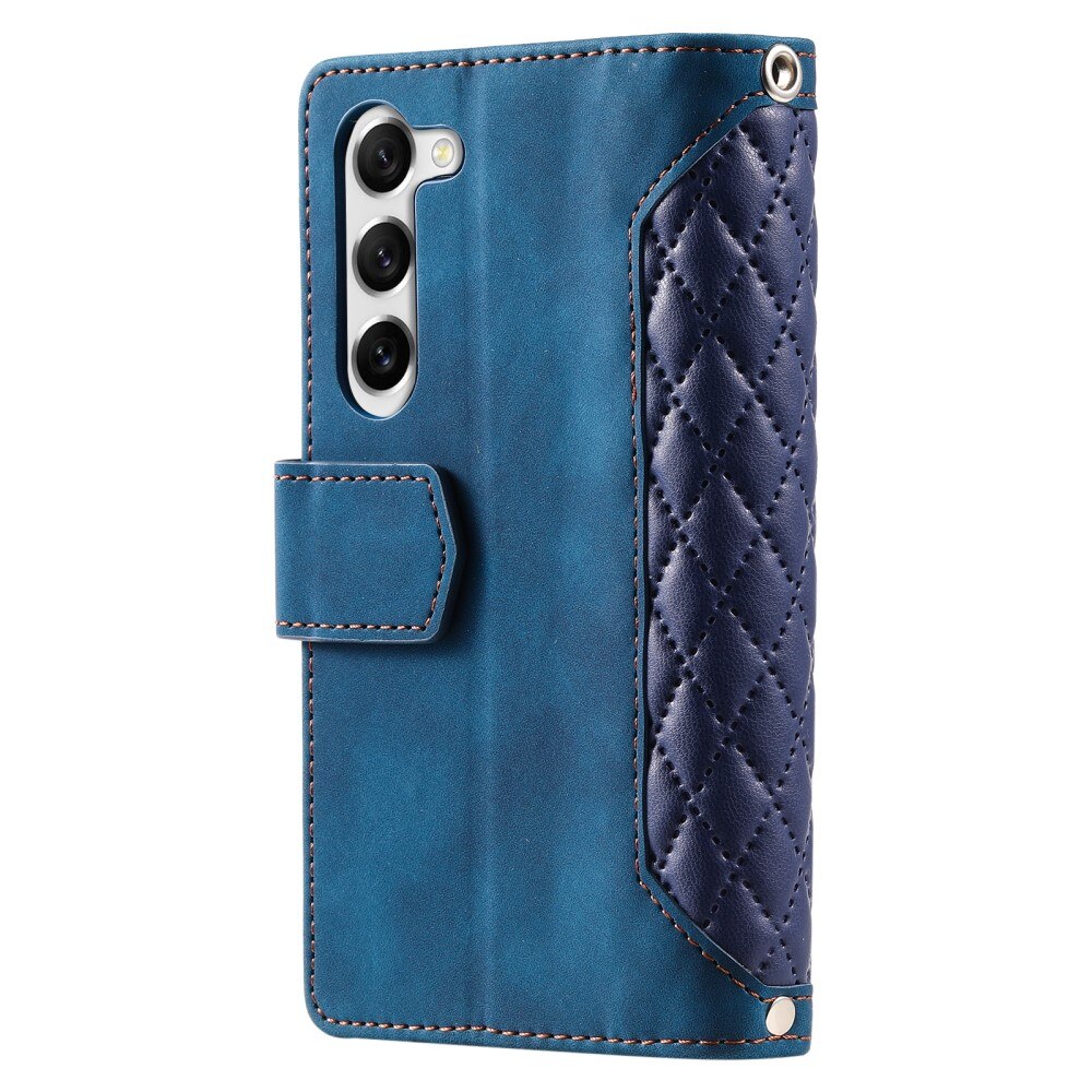 Samsung Galaxy S23 Brieftasche Hülle Quilted Blau