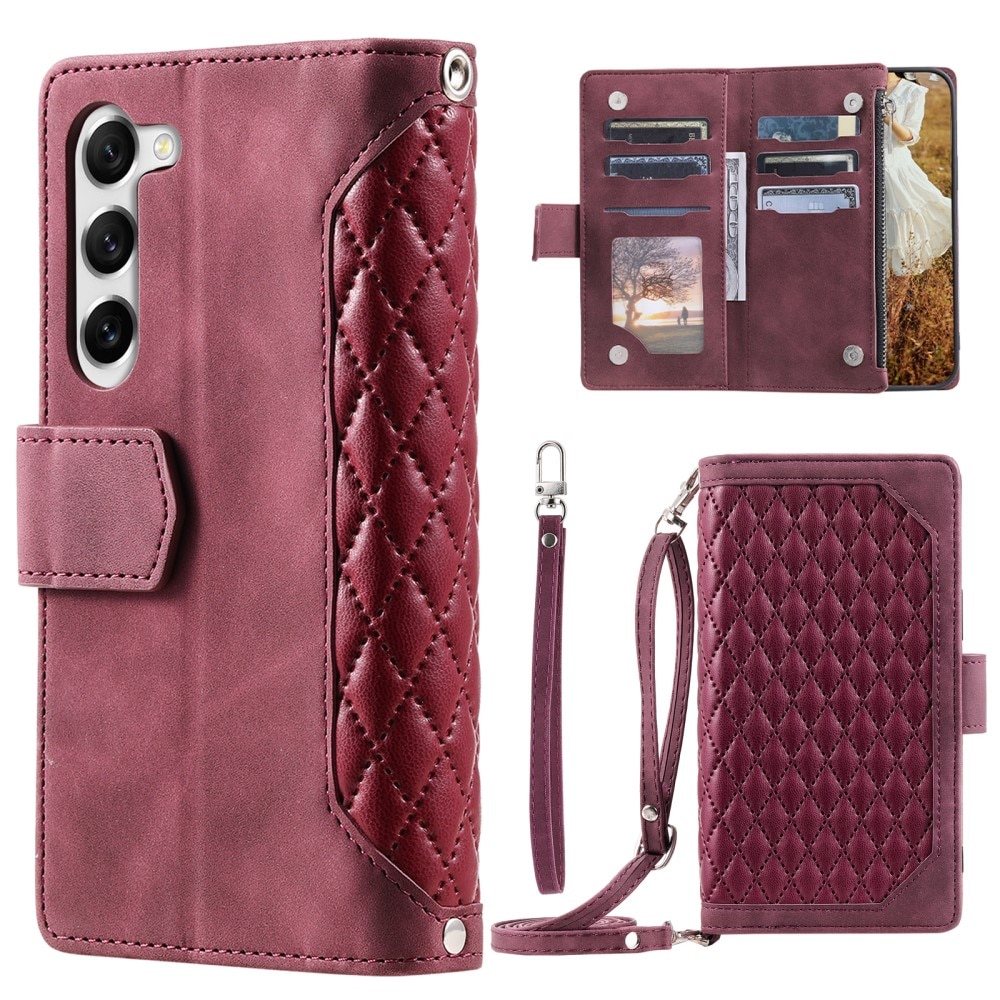 Samsung Galaxy S23 Brieftasche Hülle Quilted Rot