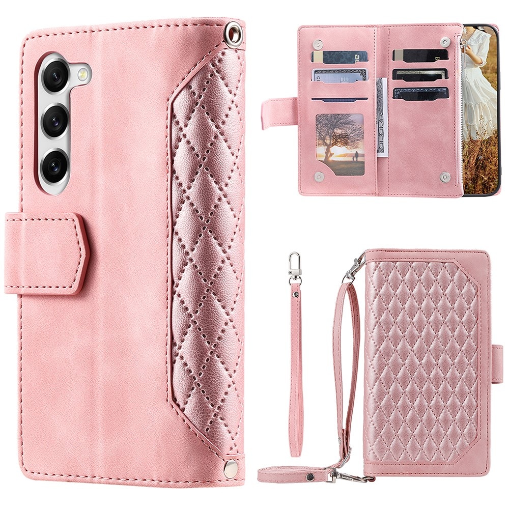 Samsung Galaxy S23 Brieftasche Hülle Quilted rosa