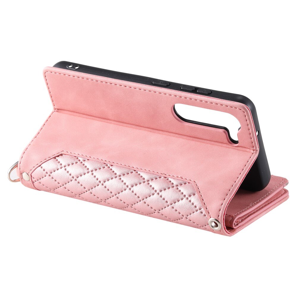 Samsung Galaxy S23 Brieftasche Hülle Quilted rosa