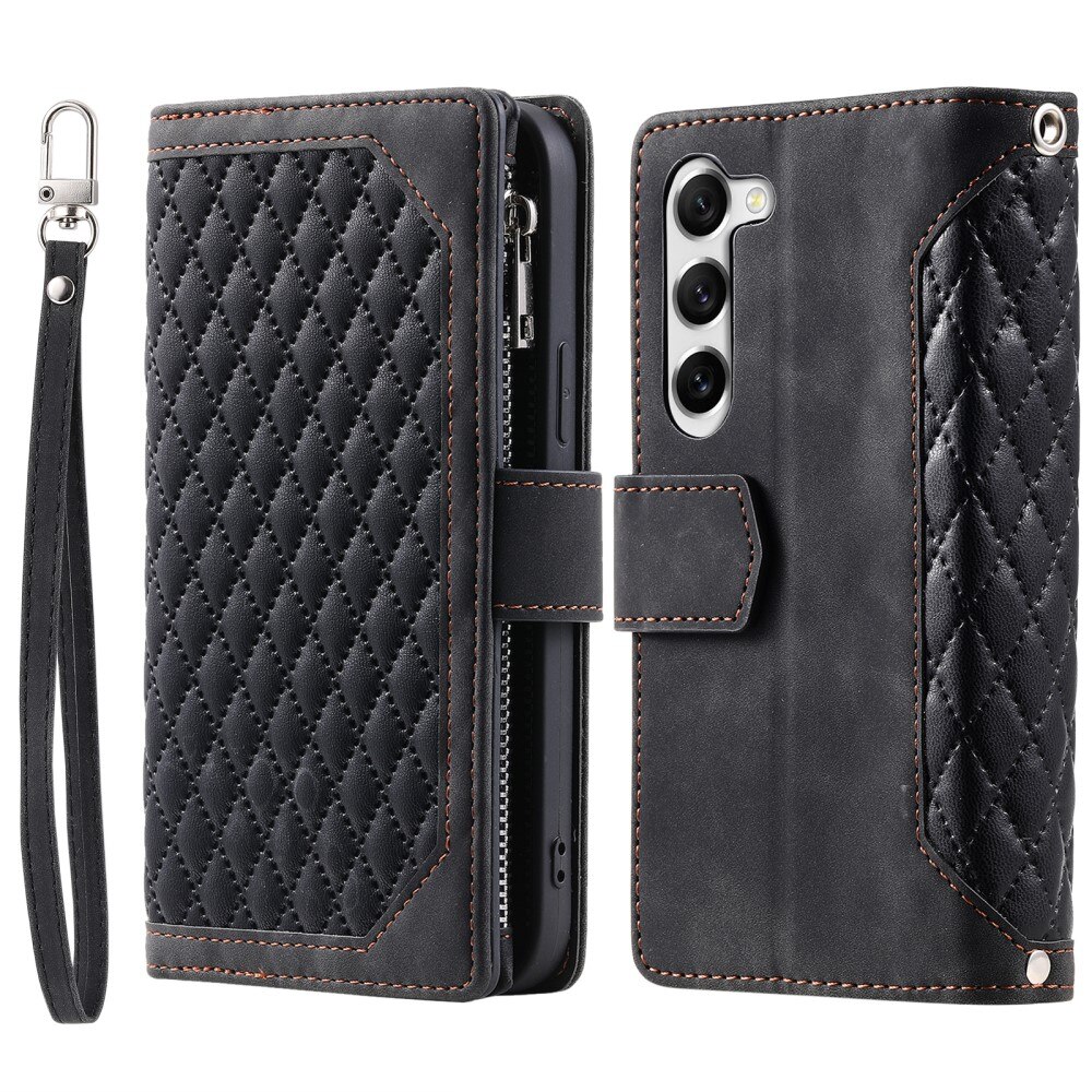 Samsung Galaxy S23 Plus Brieftasche Hülle Quilted Schwarz
