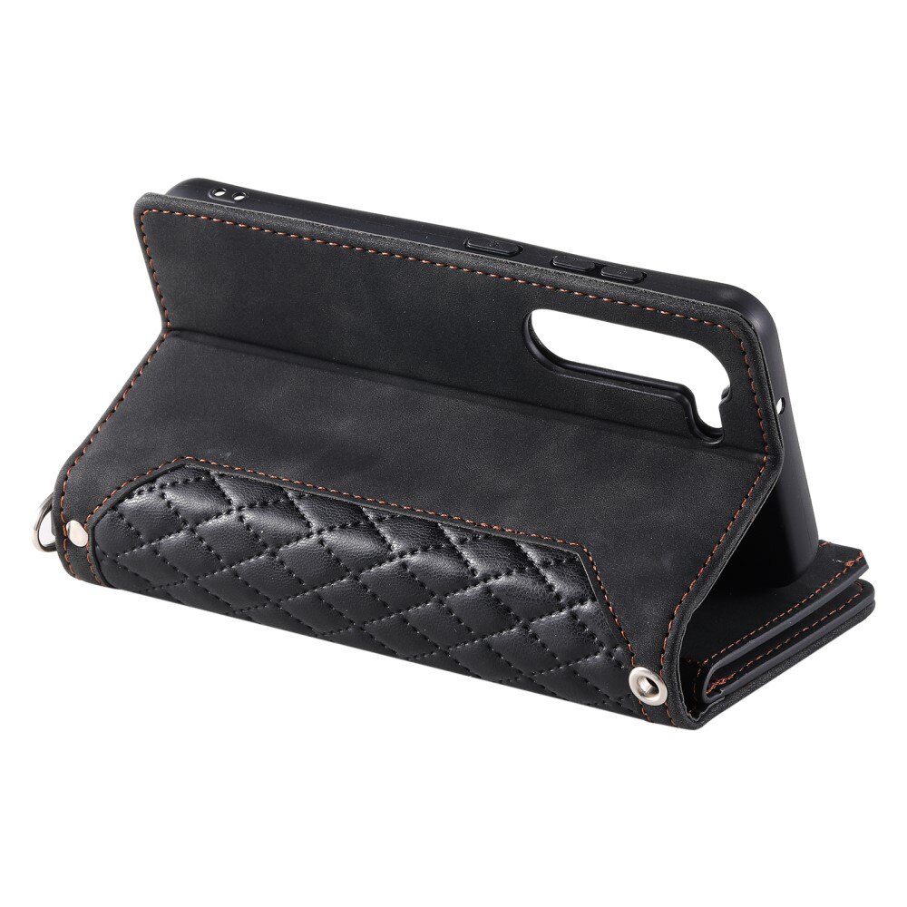 Samsung Galaxy S23 Plus Brieftasche Hülle Quilted Schwarz