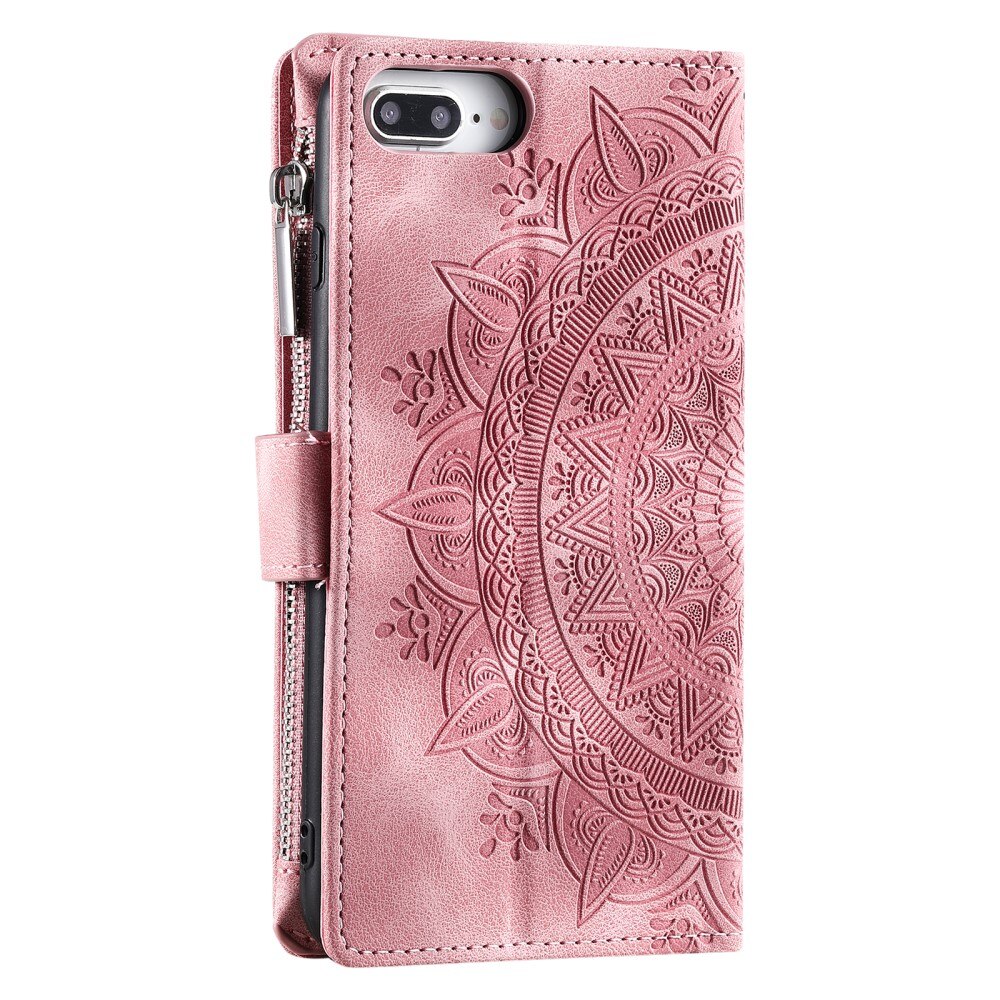 iPhone 7 Plus/8 Plus Brieftasche Hülle Mandala rosa