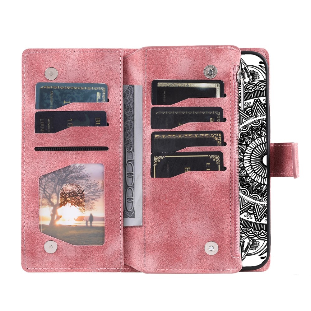 iPhone 7 Plus/8 Plus Brieftasche Hülle Mandala rosa