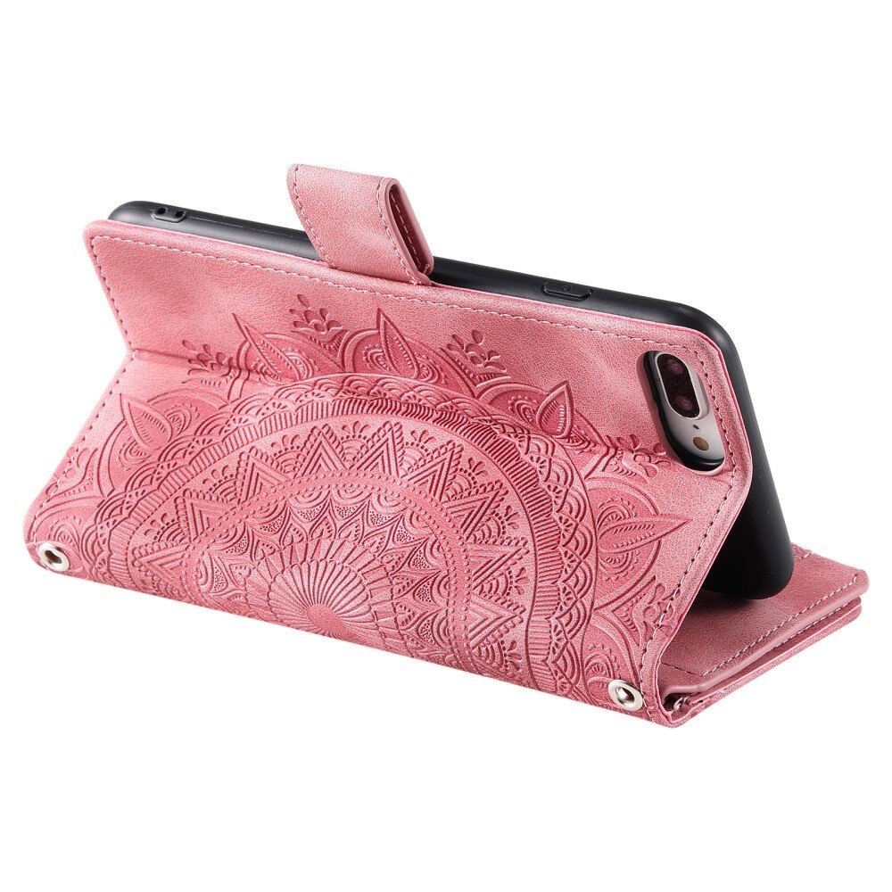 iPhone 7 Plus/8 Plus Brieftasche Hülle Mandala rosa