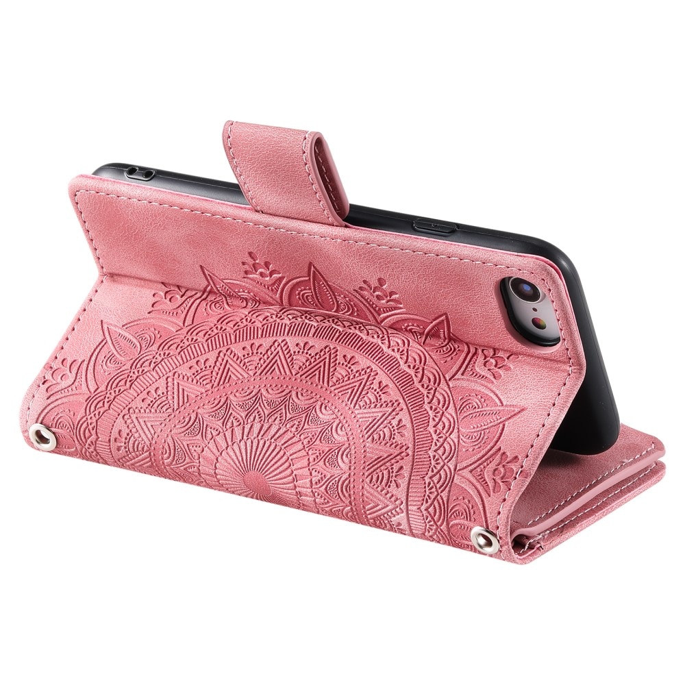iPhone SE (2022) Brieftasche Hülle Mandala rosa