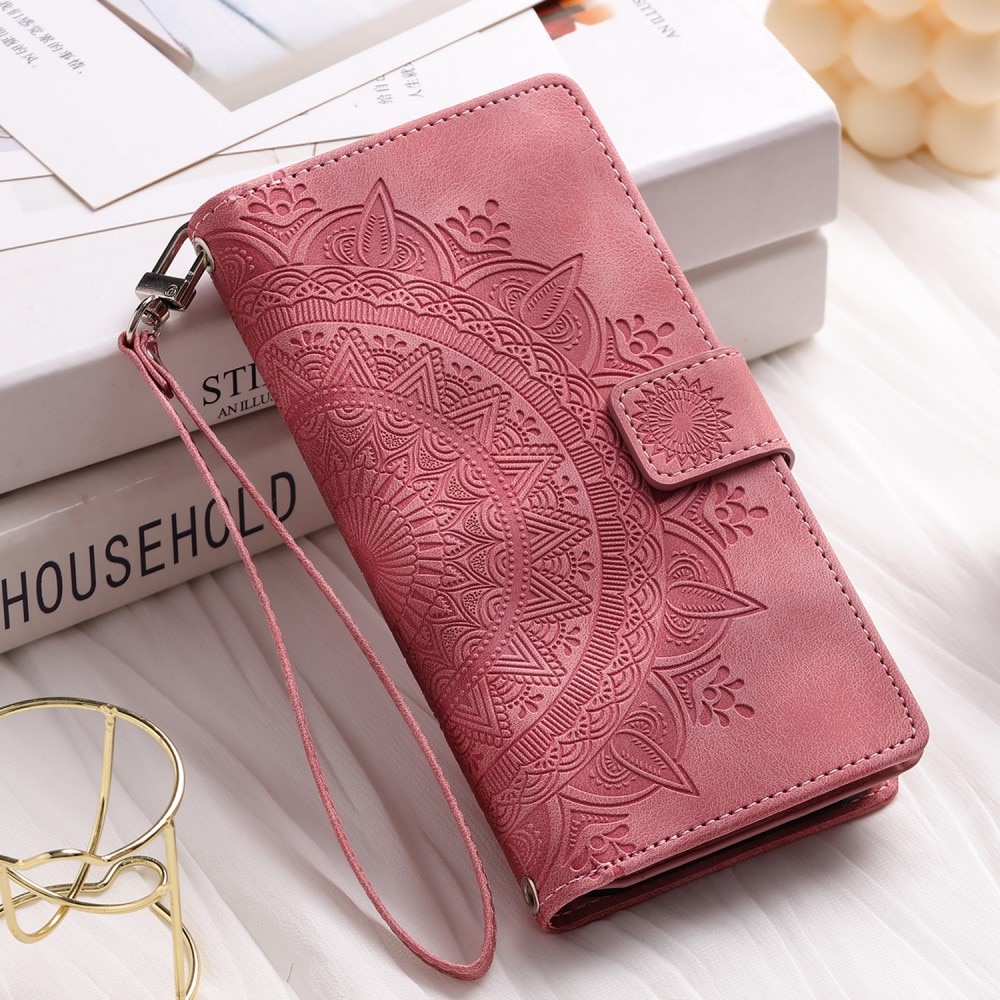 iPhone SE (2020) Brieftasche Hülle Mandala rosa