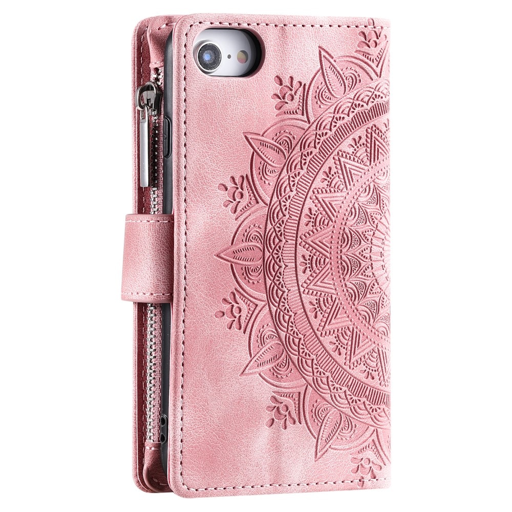 iPhone SE (2022) Brieftasche Hülle Mandala rosa