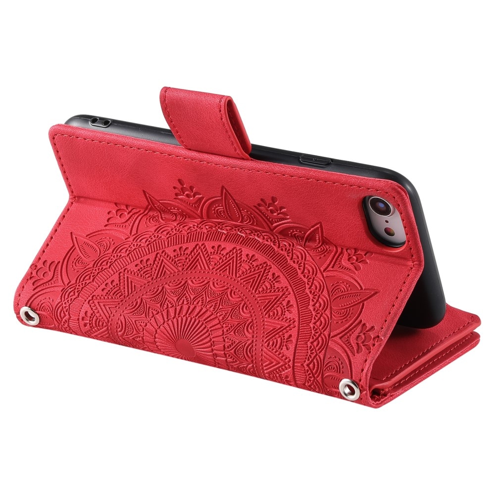 iPhone 7 Brieftasche Hülle Mandala rot