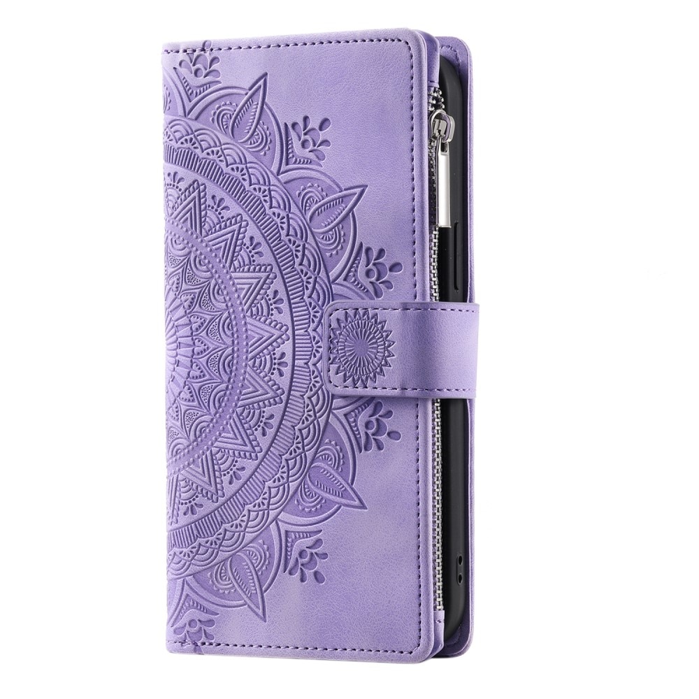iPhone SE (2022) Brieftasche Hülle Mandala lila
