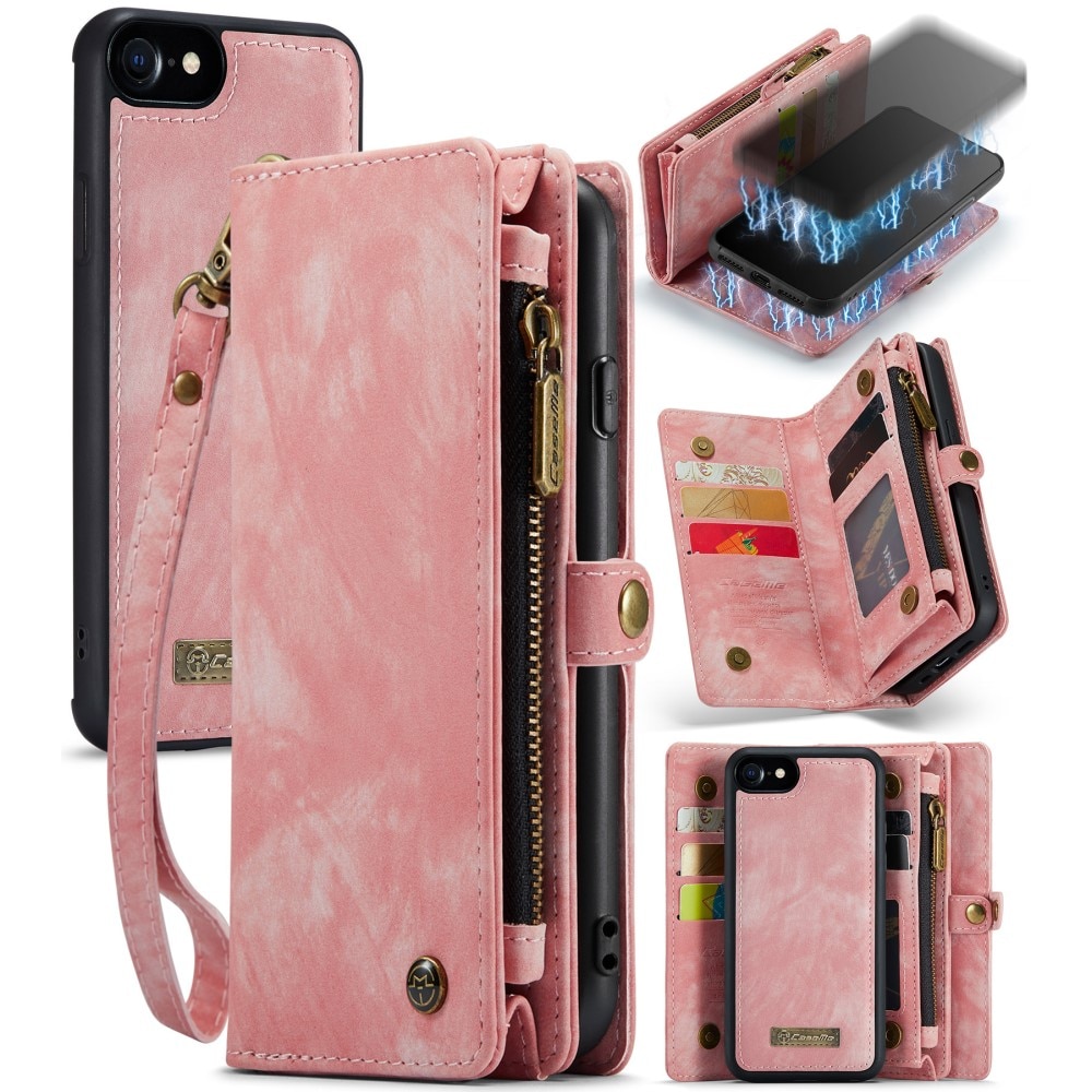 Multi-slot Portemonnaie-Hülle iPhone 7/8/SE rosa