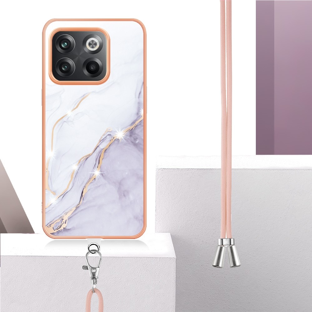 OnePlus 10T Handyhülle zum umhängen weisser Marmor