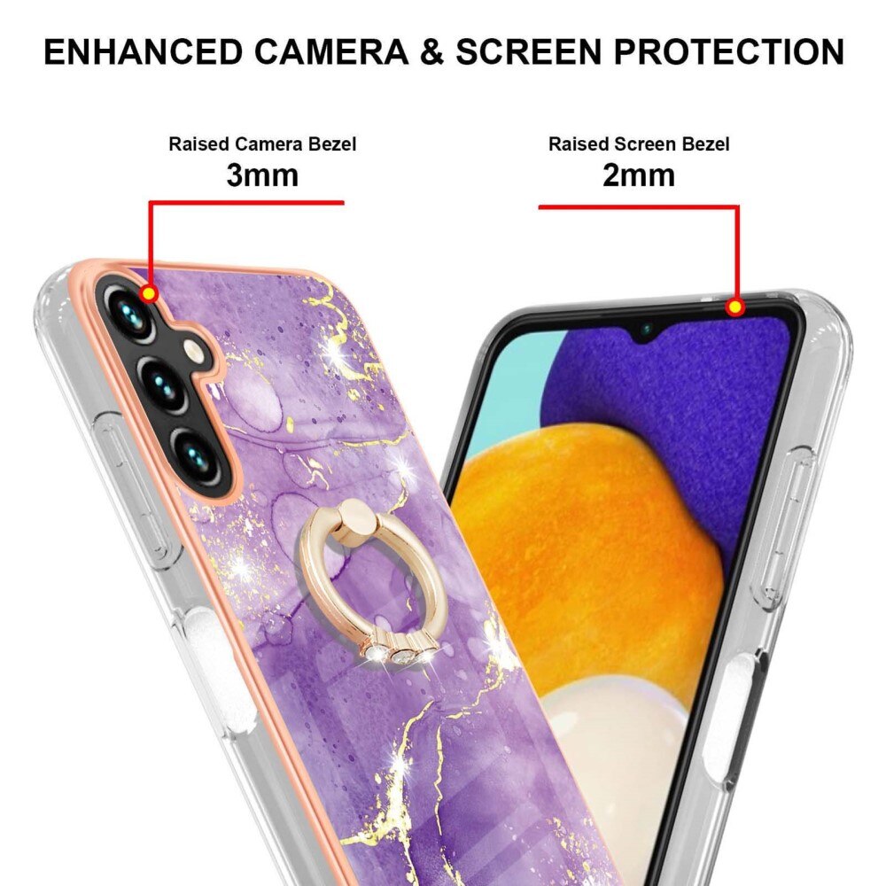 Samsung Galaxy A34 TPU-Kickstand-Hülle Finger Ring, lila Marmor