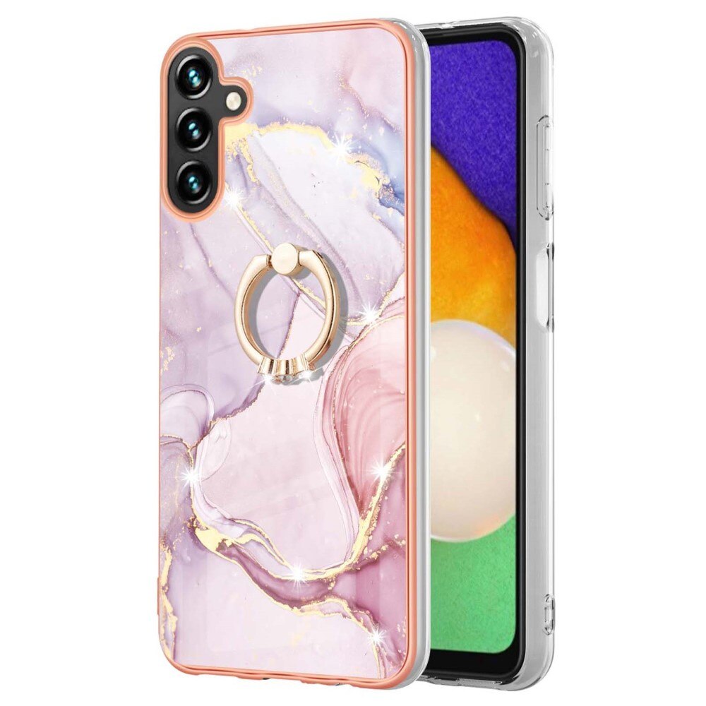 Samsung Galaxy A34 TPU-Kickstand-Hülle Finger Ring, rosa Marmor