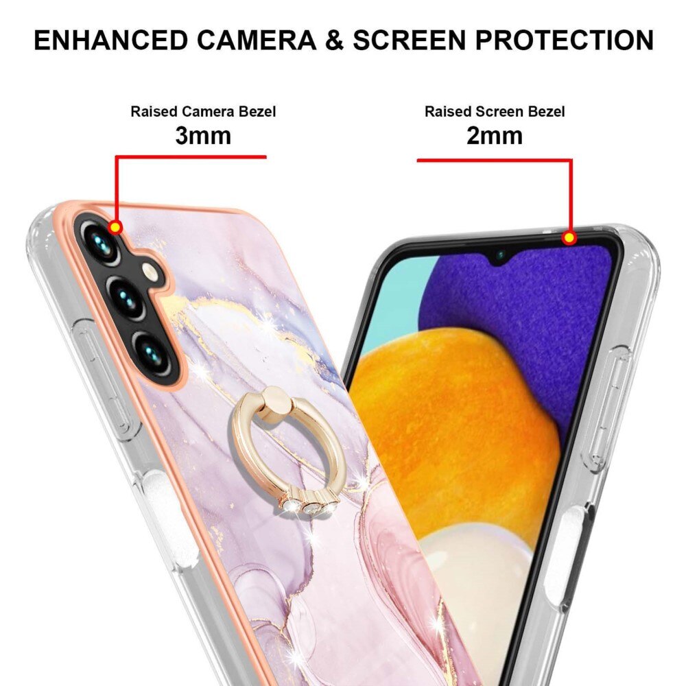 Samsung Galaxy A34 TPU-Kickstand-Hülle Finger Ring, rosa Marmor