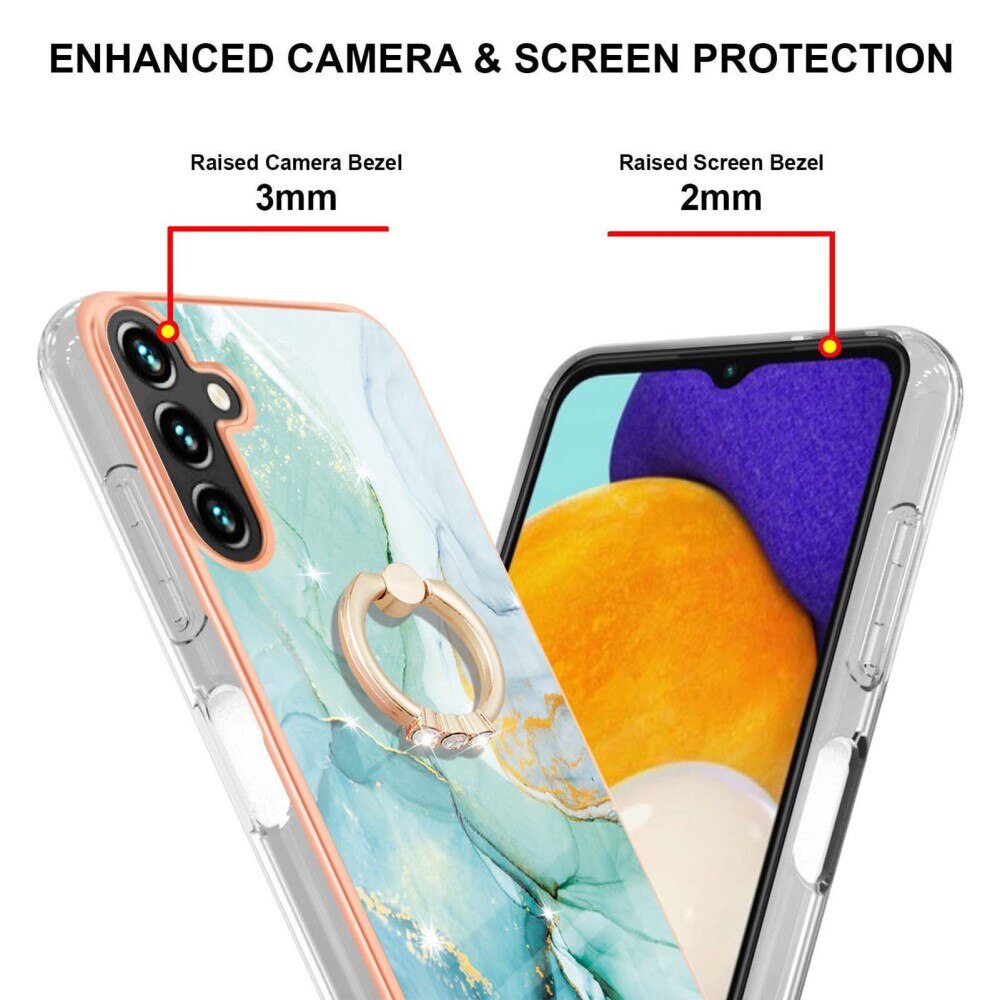 Samsung Galaxy A34 TPU-Kickstand-Hülle Finger Ring, grün Marmor