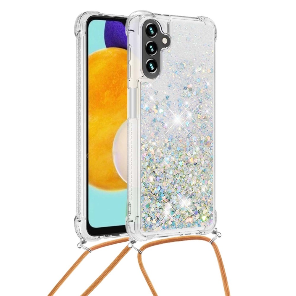 Samsung Galaxy A54 Glitter Powder TPU Handyhülle zum umhängen silber