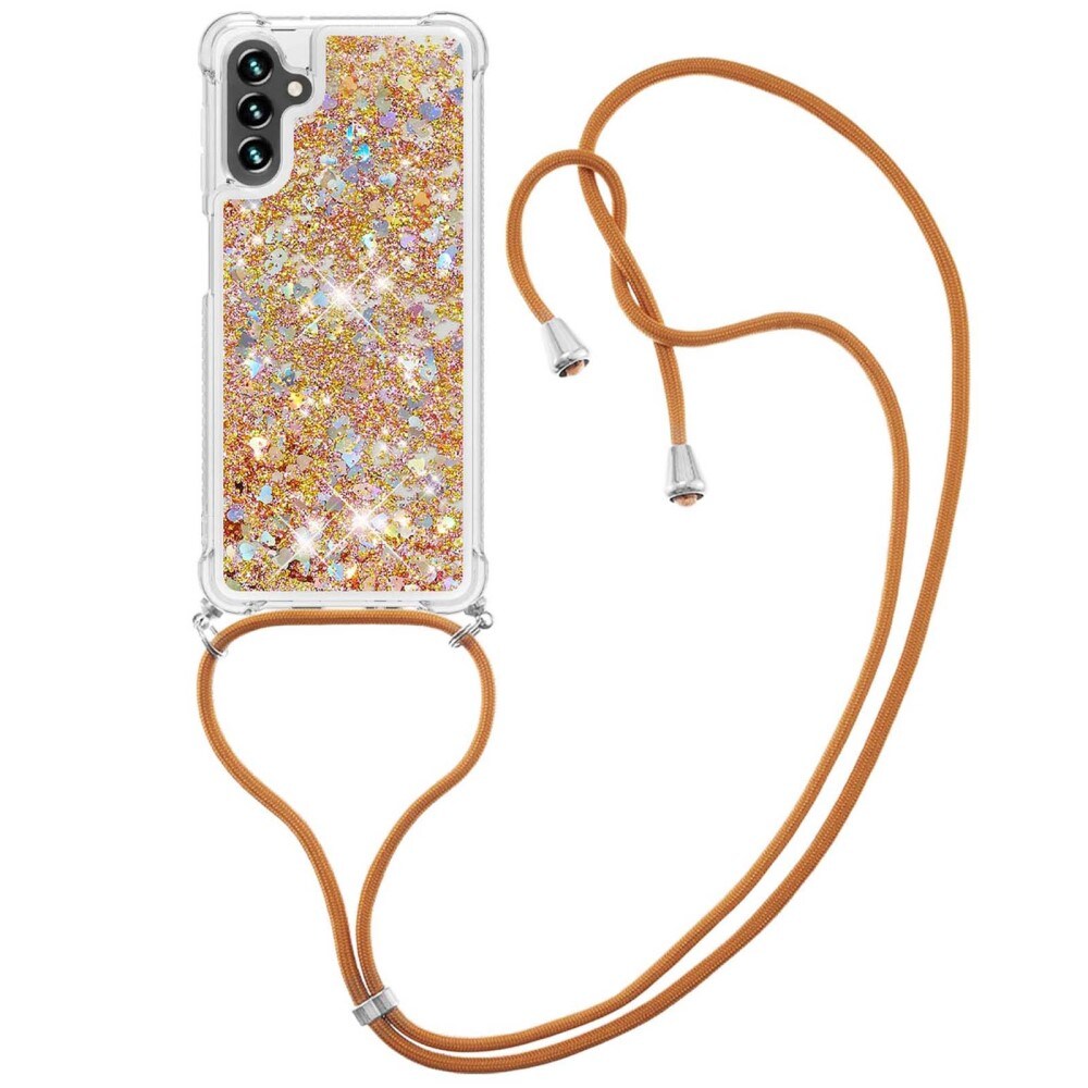Samsung Galaxy A54 Glitter Powder TPU Handyhülle zum umhängen gold