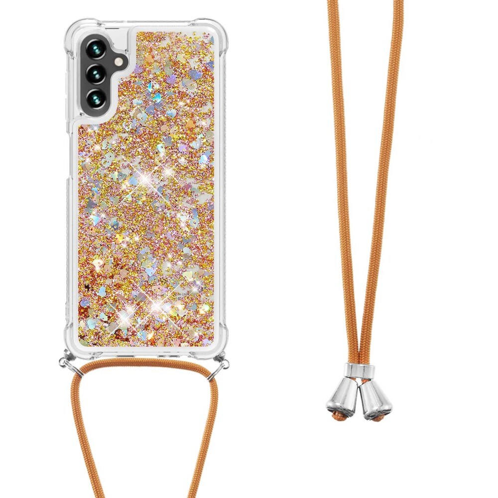 Samsung Galaxy A54 Glitter Powder TPU Handyhülle zum umhängen gold