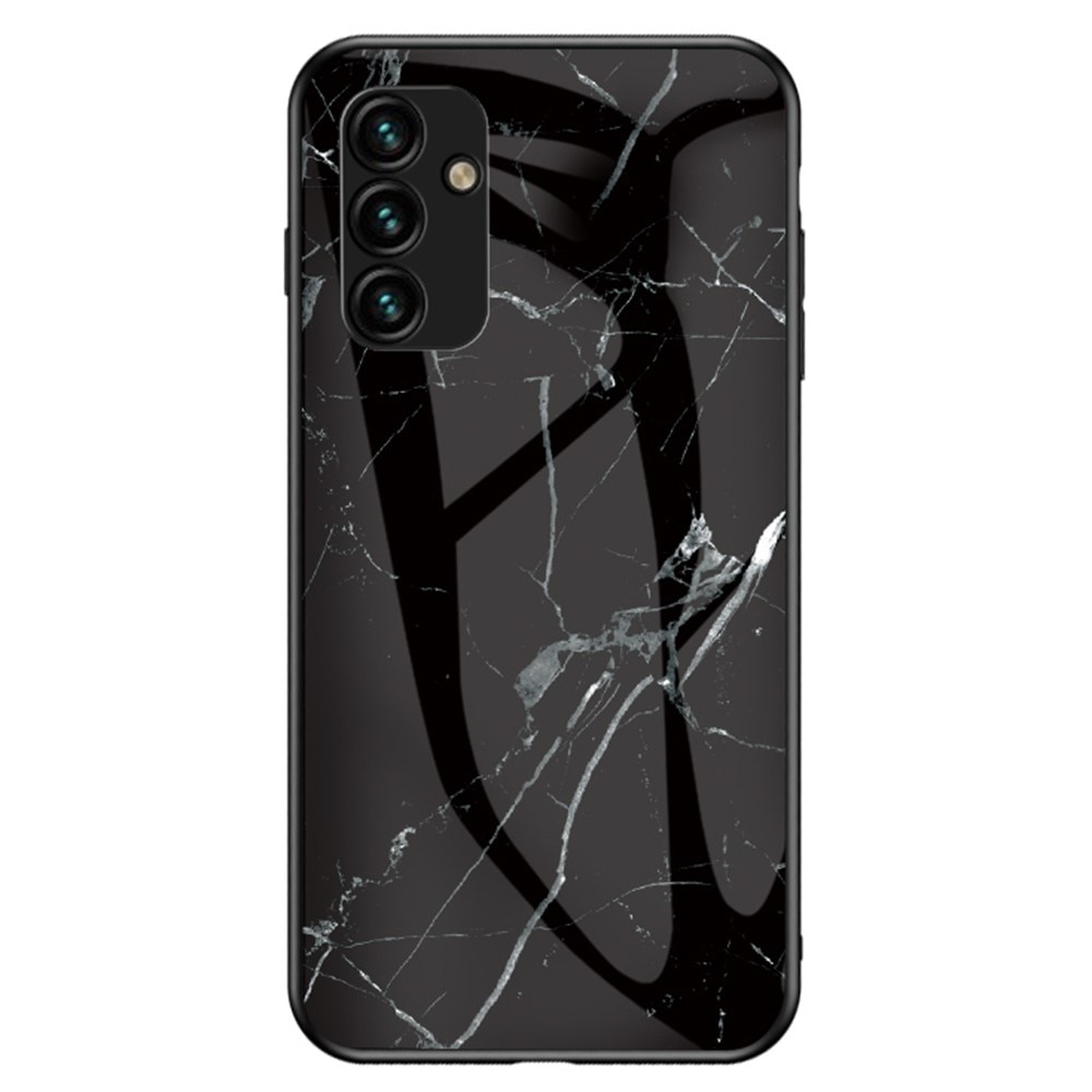 Samsung Galaxy A14 Hülle aus gehärtetem Glas schwarzer Marmor