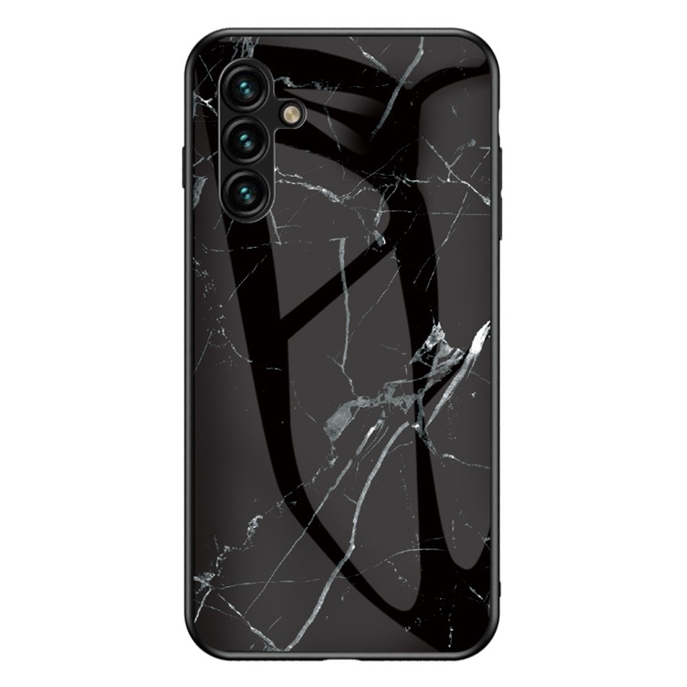 Samsung Galaxy A54 Hülle Gehärtetem Glas schwarzer Marmor