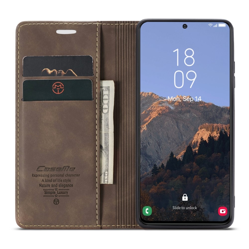 Slim Portemonnaie-Hülle Samsung Galaxy S23 braun