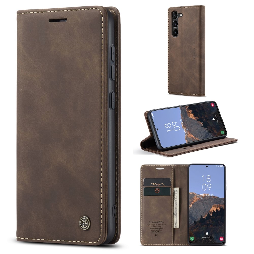 Slim Portemonnaie-Hülle Samsung Galaxy S23 Plus Braun