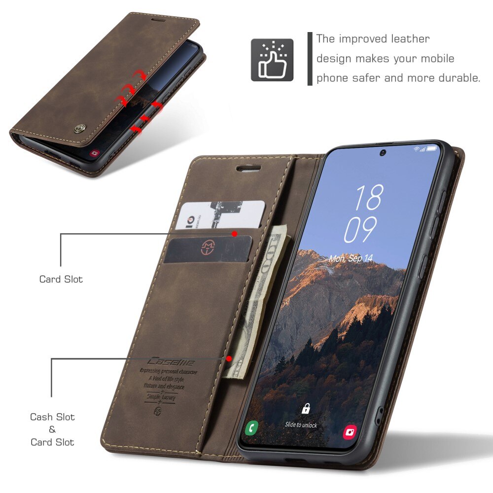 Slim Portemonnaie-Hülle Samsung Galaxy S23 Plus Braun