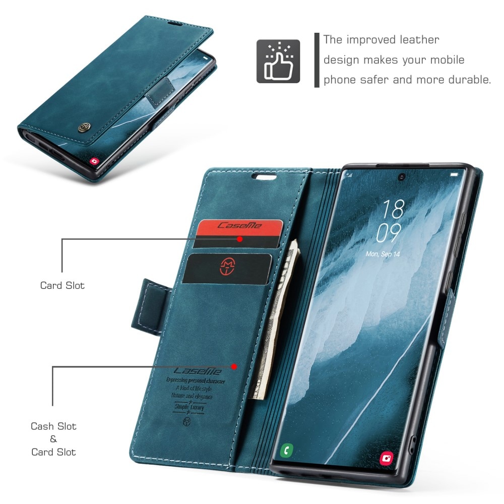 Slim Portemonnaie-Hülle Samsung Galaxy S23 Ultra Blau