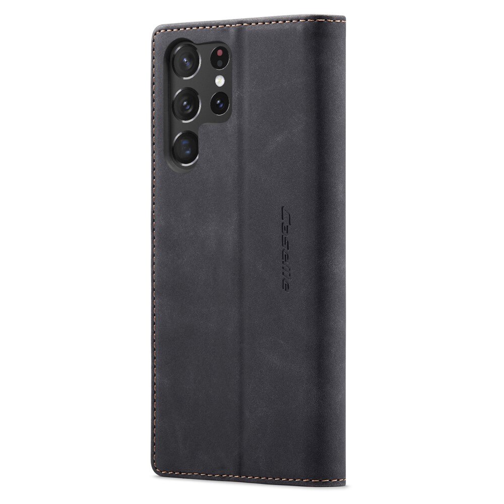 Slim Portemonnaie-Hülle Samsung Galaxy S23 Ultra Schwarz