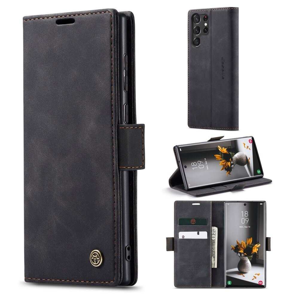 Slim Portemonnaie-Hülle Samsung Galaxy S23 Ultra schwarz