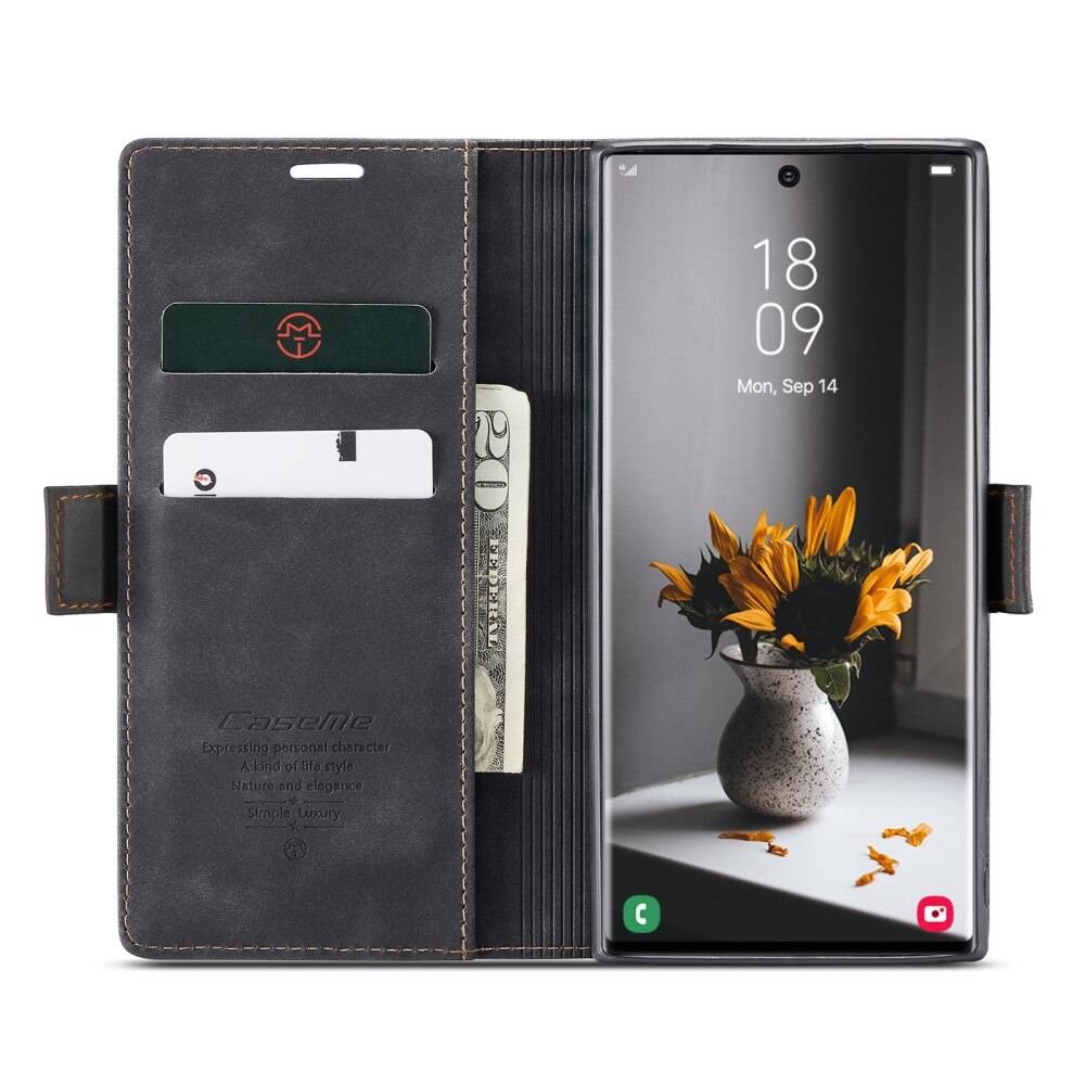 Slim Portemonnaie-Hülle Samsung Galaxy S23 Ultra Schwarz