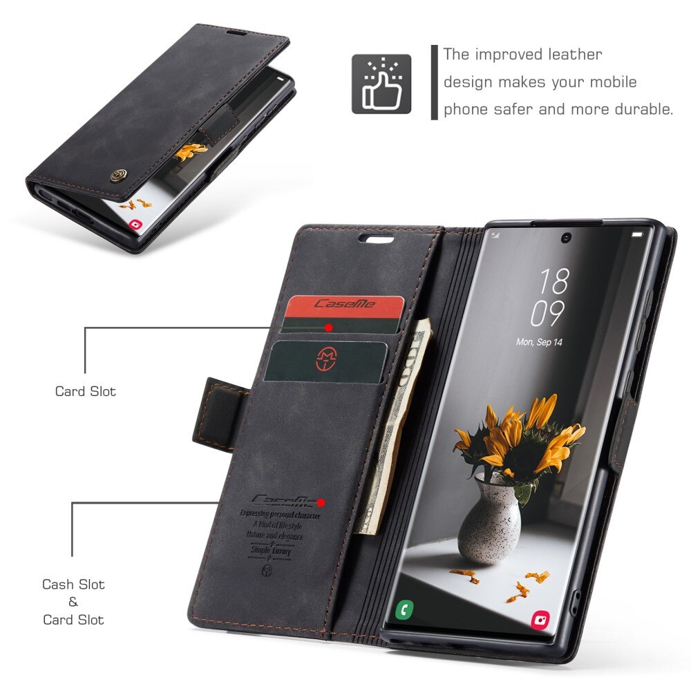 Slim Portemonnaie-Hülle Samsung Galaxy S23 Ultra Schwarz