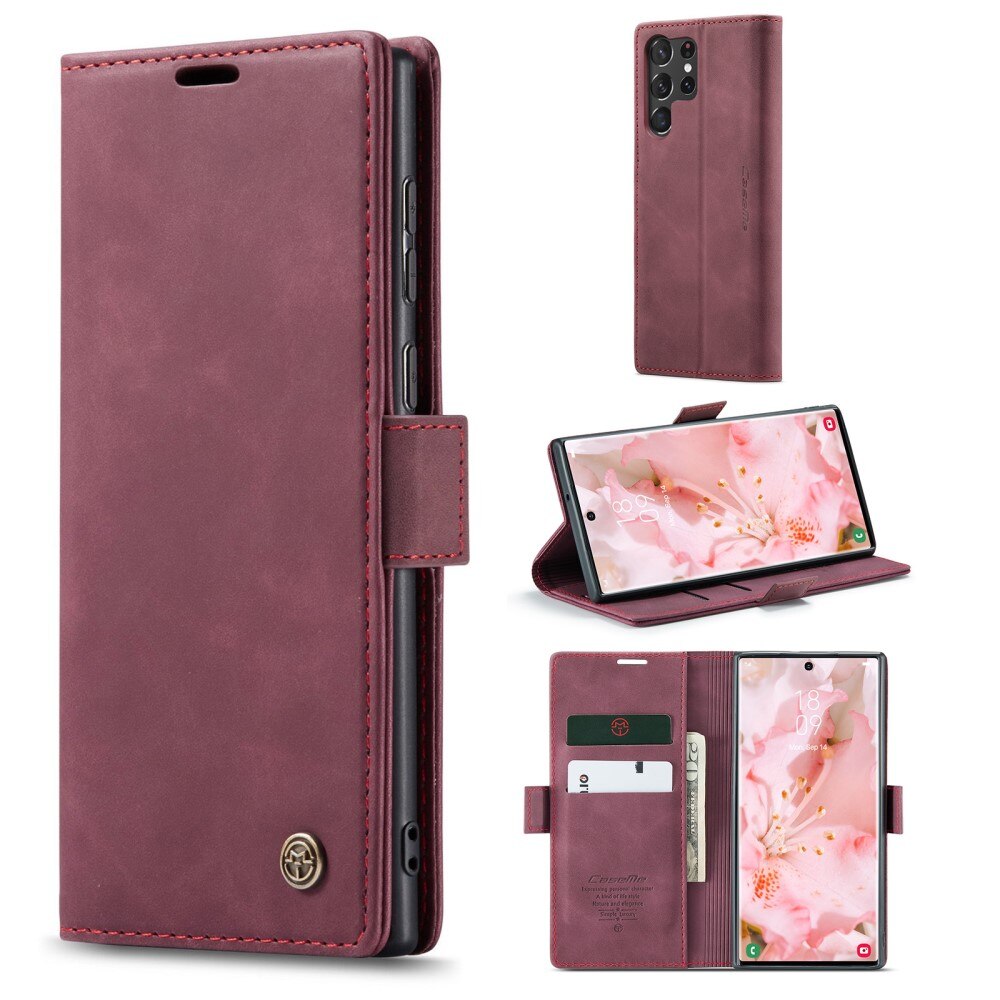 Slim Portemonnaie-Hülle Samsung Galaxy S23 Ultra Rot