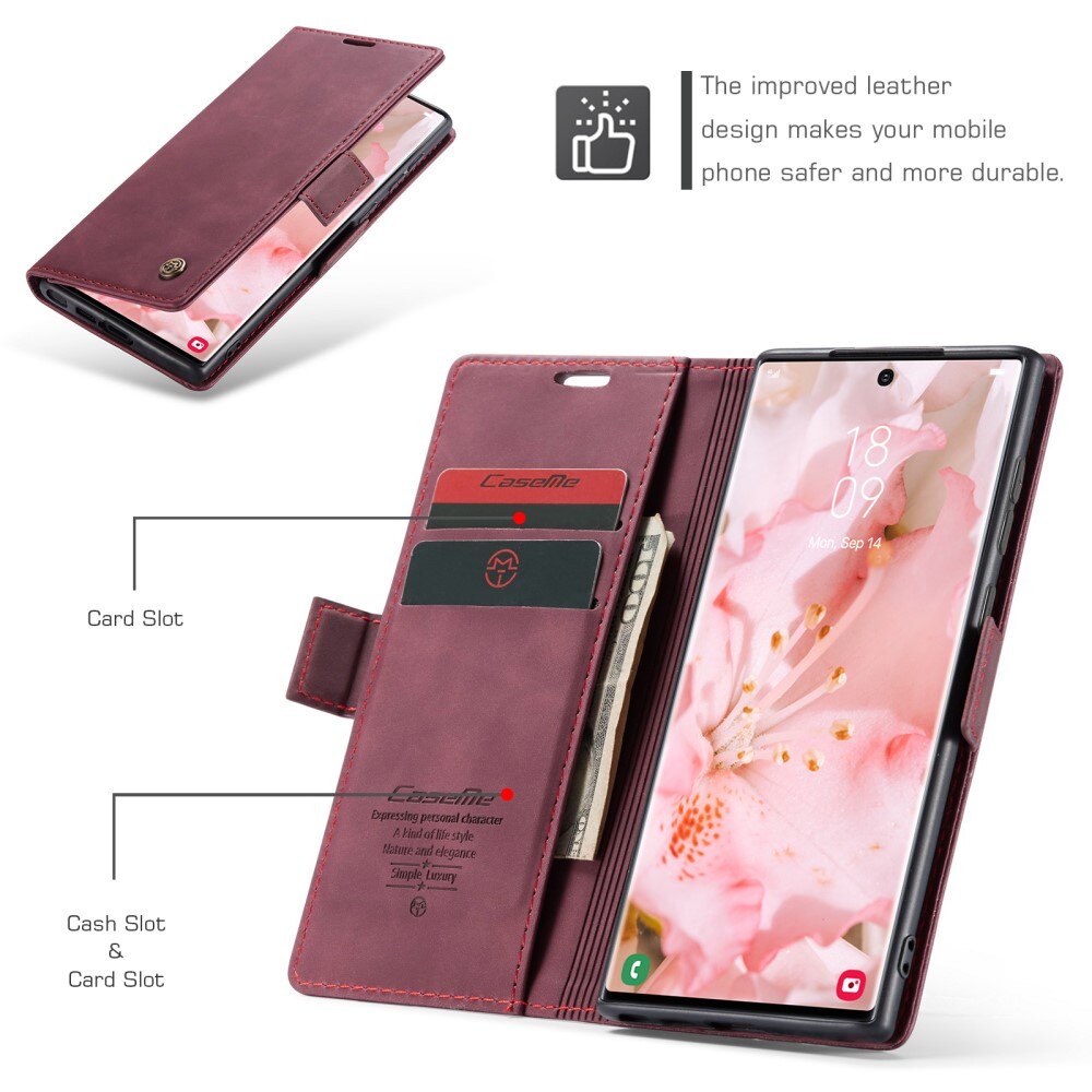 Slim Portemonnaie-Hülle Samsung Galaxy S23 Ultra Rot