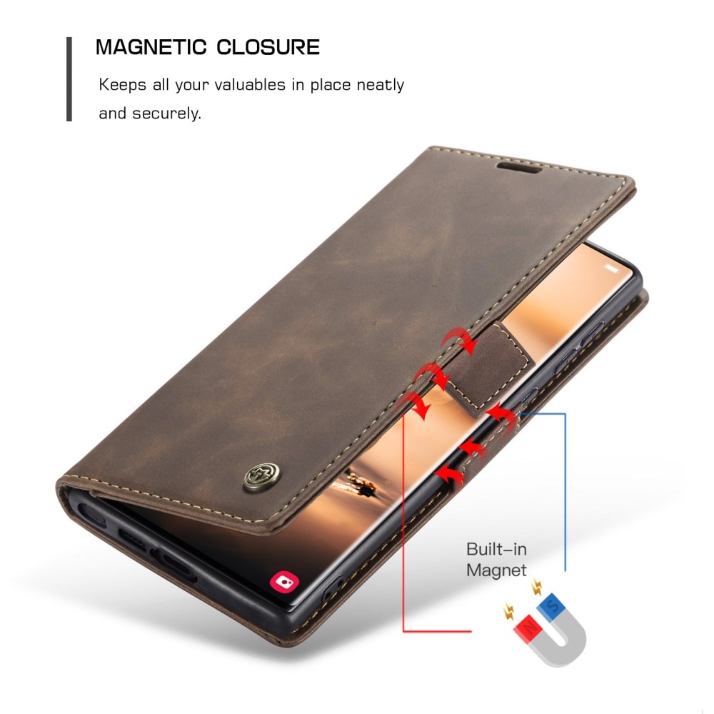 Slim Portemonnaie-Hülle Samsung Galaxy S23 Ultra braun