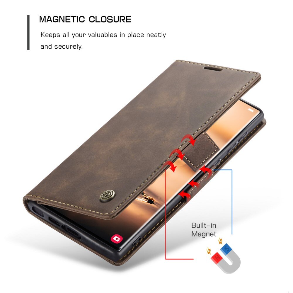 Slim Portemonnaie-Hülle Samsung Galaxy S23 Ultra Braun