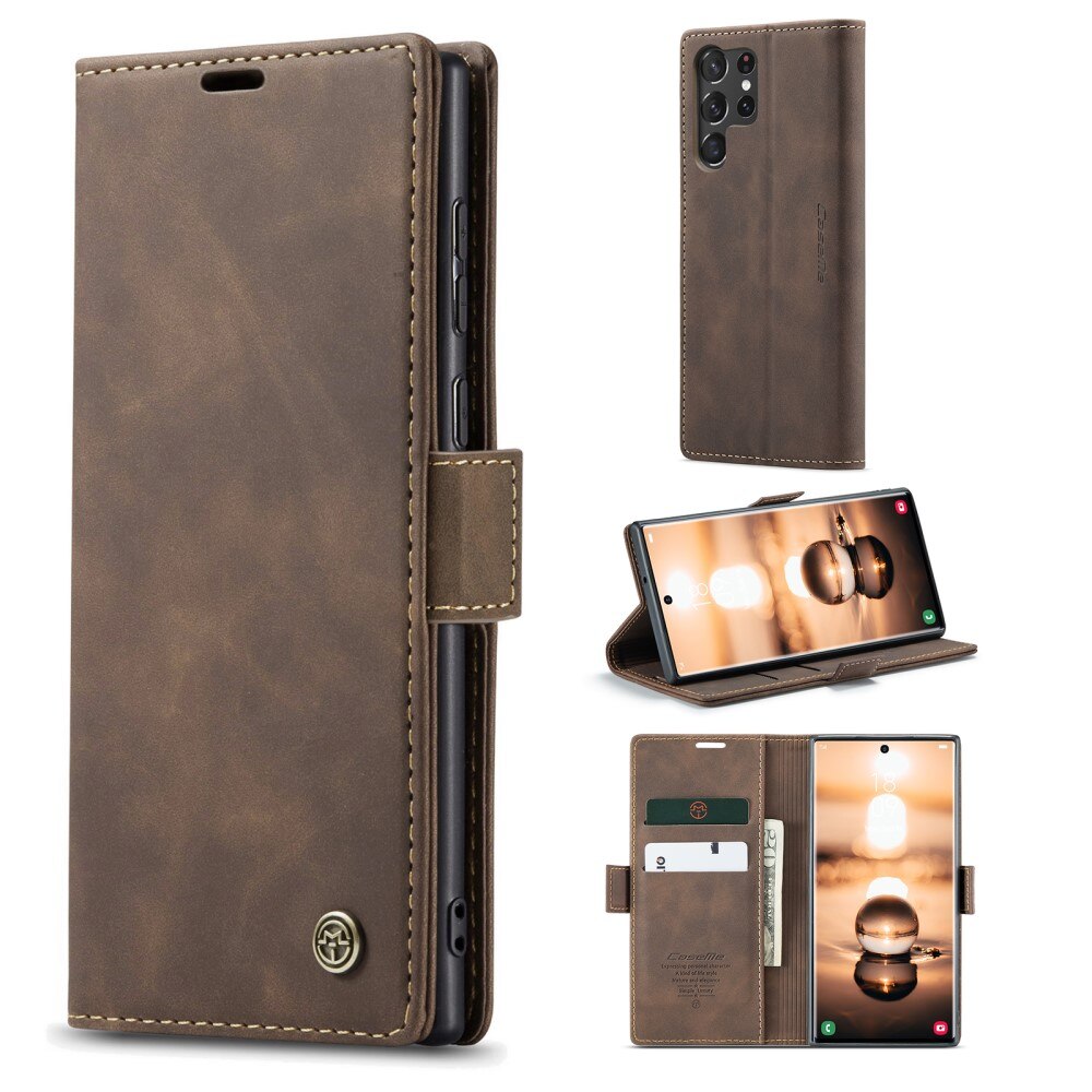 Slim Portemonnaie-Hülle Samsung Galaxy S23 Ultra Braun