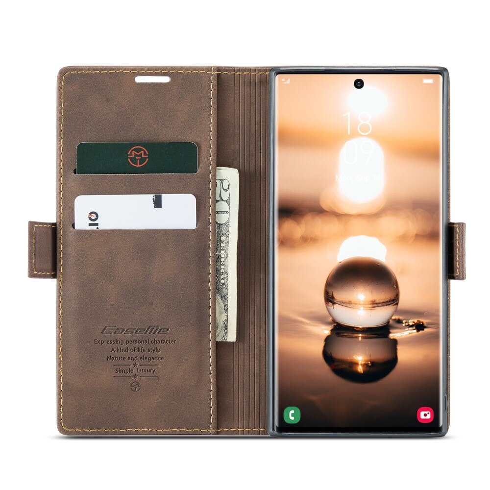 Slim Portemonnaie-Hülle Samsung Galaxy S23 Ultra Braun