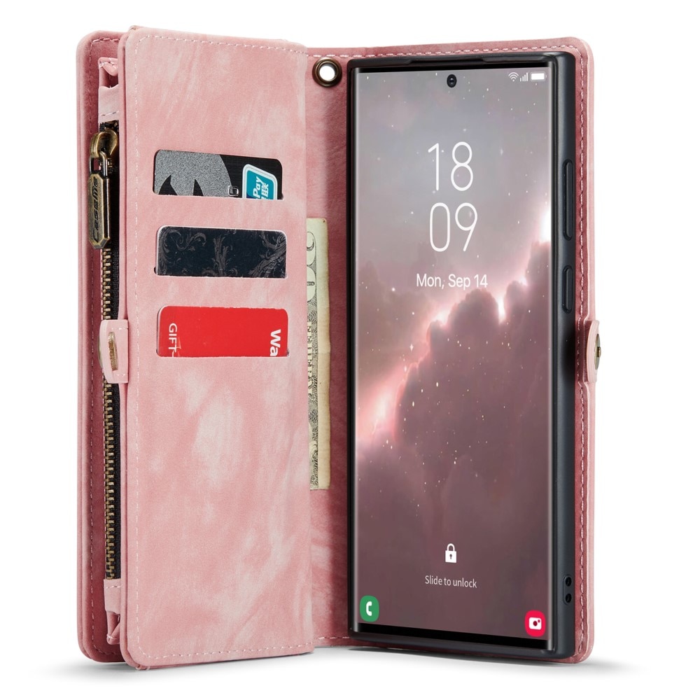 Multi-slot Portemonnaie-Hülle Samsung Galaxy S23 Ultra Rosa