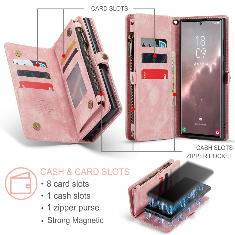 Multi-slot Portemonnaie-Hülle Samsung Galaxy S23 Ultra Rosa