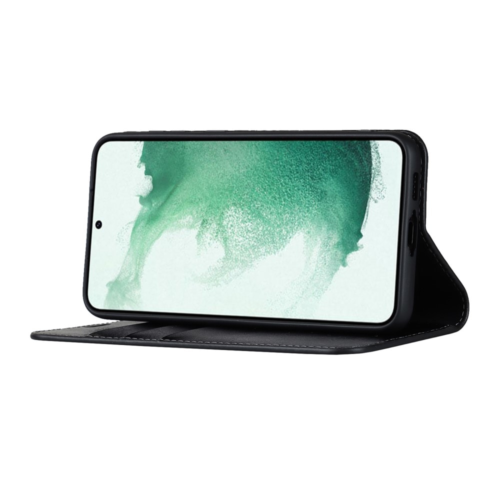 Samsung Galaxy S23 Plus Handytasche aus Echtem Leder Schwarz